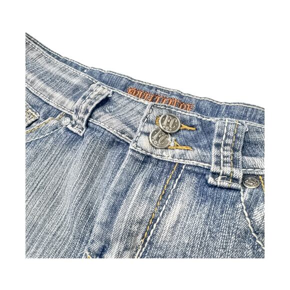 Free Culture Mid-Wash Denim Shorts Size 13 Stretch Cotton Blend Casual - Picture 8 of 10